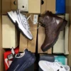 The photo shows a package with footwear in the category CS.