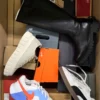 The photo shows a package with footwear in the category CS.