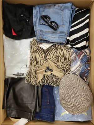 The photo shows a package with clothing in the category TSC.