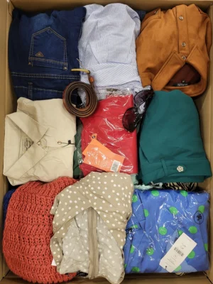The photo shows a package with clothing in the category TSC.