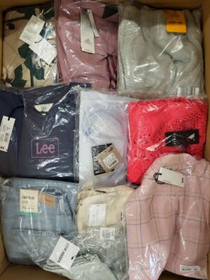The photo shows a package with clothing in the category AW.
