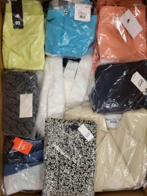 The photo shows a package with clothing in the category AW.