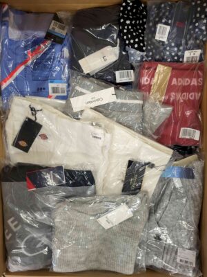 The photo shows a package with clothing in the category AW.