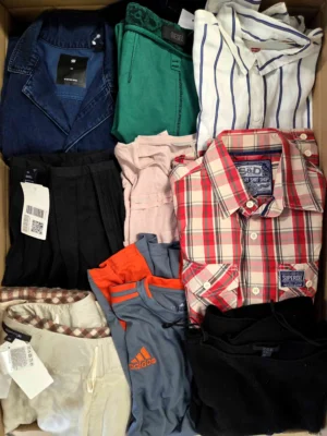 The photo shows a package with clothing in the category U.