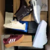 The photo shows a package with footwear in the category BS.