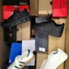 The photo shows a package with footwear in the category CS.