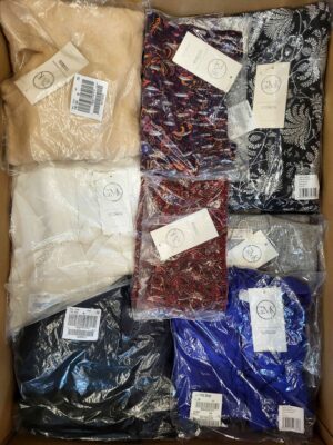 The photo shows a package with clothing in the category YA.