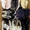 The photo shows a package with footwear in the category SH.