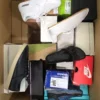 The photo shows a package with footwear in the category BS.