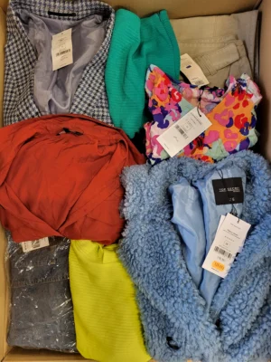 The photo shows a package with clothing in the category TSC.