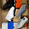 The photo shows a package with footwear in the category CS.