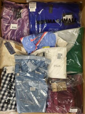 The photo shows a package with clothing in the category AW.