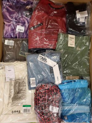 The photo shows a package with clothing in the category AW.