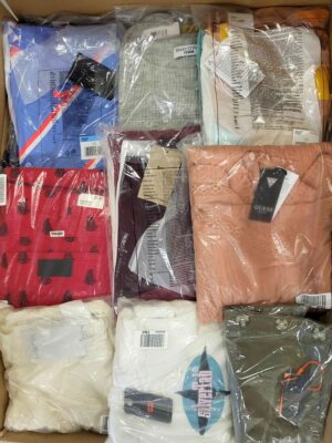 The photo shows a package with clothing in the category AW.