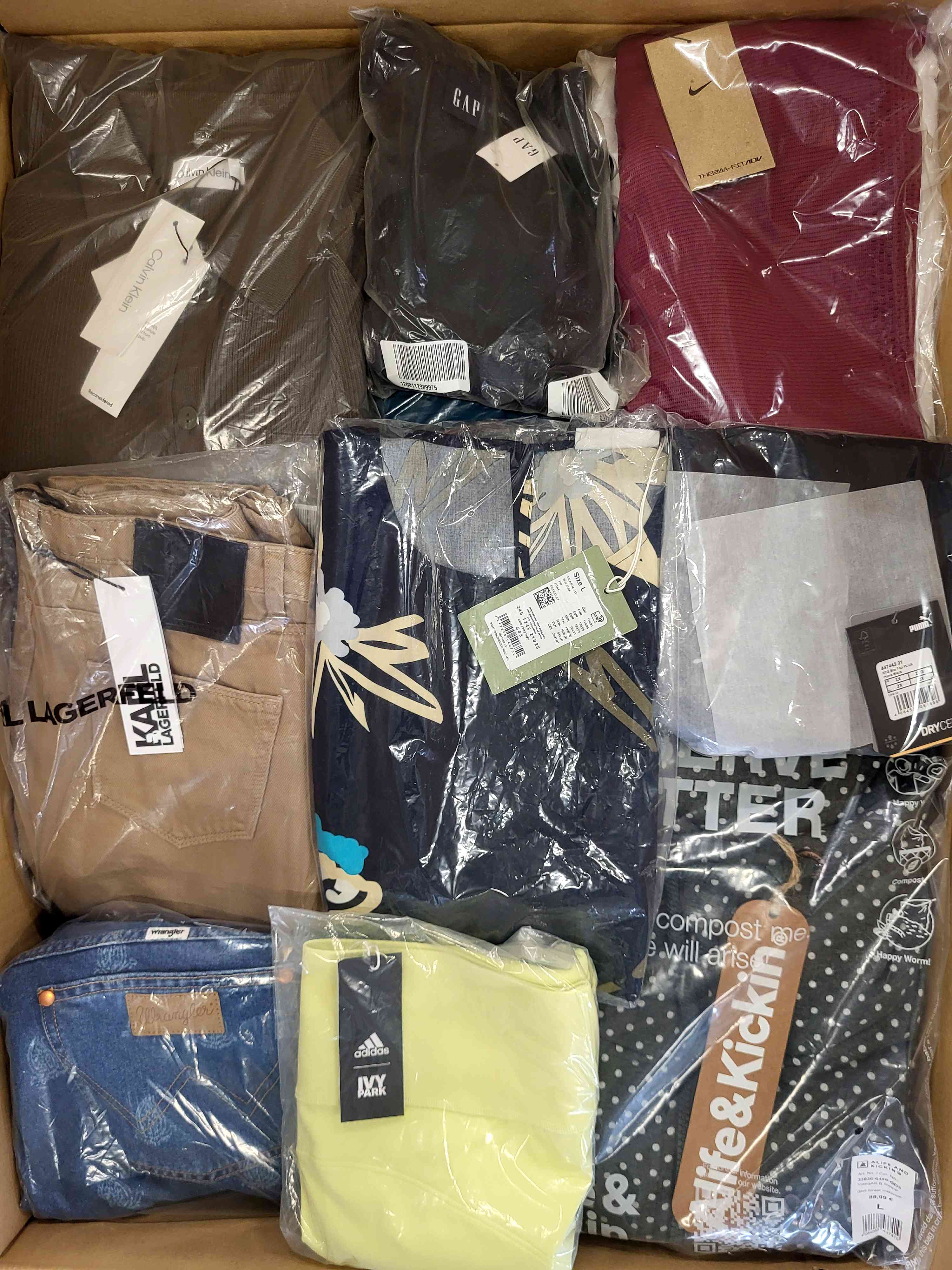AW699 3 The photo shows a package with clothing in the category AW.