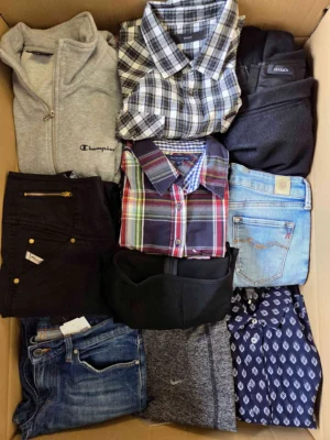 The photo shows a package with clothing in the category U.