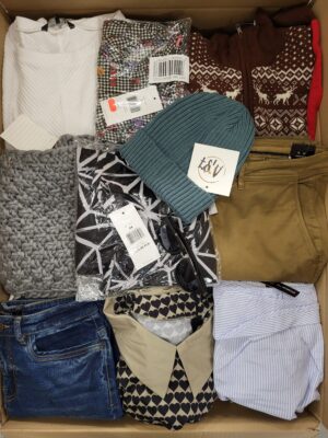 The photo shows a package with clothing in the category TSC.