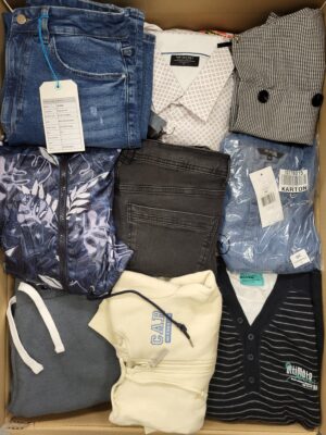 The photo shows a package with clothing in the category TSC.