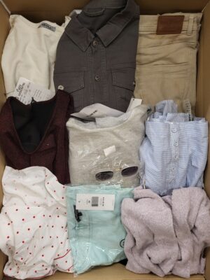 The photo shows a package with clothing in the category TSC.