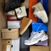 The photo shows a package with footwear in the category CS.
