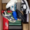 The photo shows a package with footwear in the category CS.