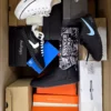 The photo shows a package with footwear in the category CS.