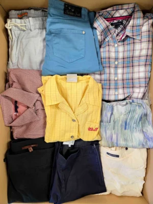 The photo shows a package with clothing in the category U.