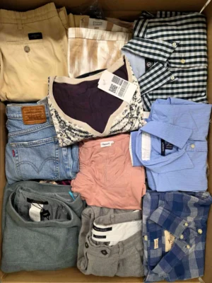 The photo shows a package with clothing in the category U.