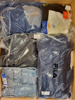 The photo shows a package with clothing in the category AJS.