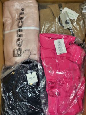 The photo shows a package with clothing in the category AJW.