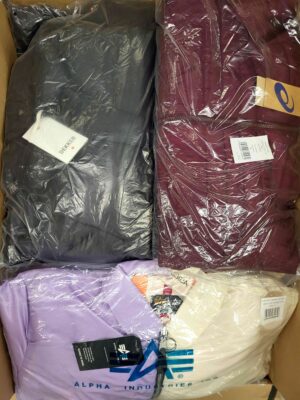 The photo shows a package with clothing in the category AJW.