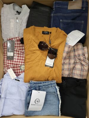 The photo shows a package with clothing in the category TSC.