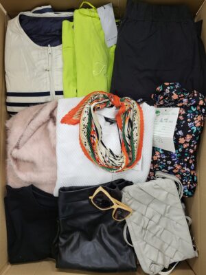 The photo shows a package with clothing in the category TSC.