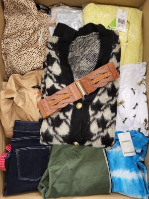 The photo shows a package with clothing in the category TSC.