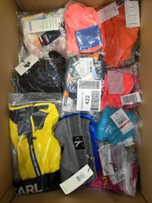 The photo shows a package with clothing in the category ABW.