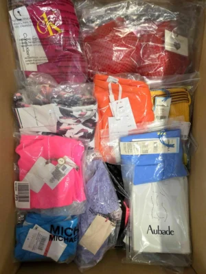 The photo shows a package with clothing in the category ABW.