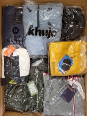 The photo shows a package with clothing in the category AJS.
