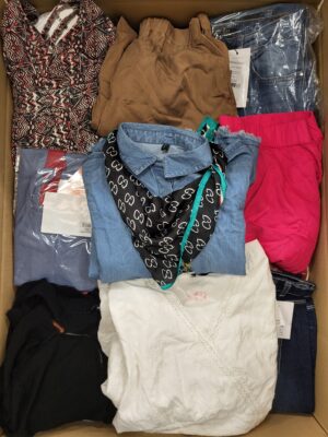 The photo shows a package with clothing in the category TSC.