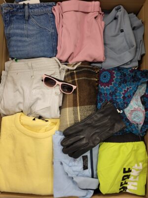 The photo shows a package with clothing in the category TSC.