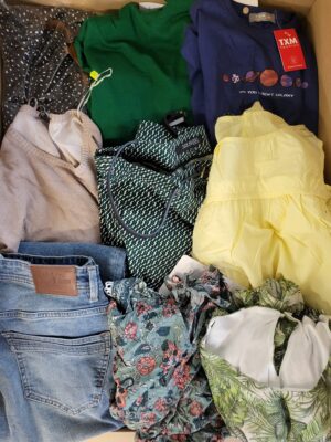 The photo shows a package with clothing in the category TSC.