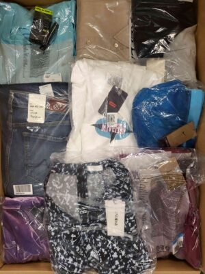 The photo shows a package with clothing in the category AW.