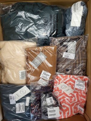 The photo shows a package with clothing in the category YA.