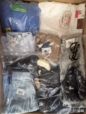 The photo shows a package with clothing in the category B.