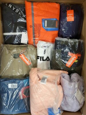 The photo shows a package with clothing in the category AJS.