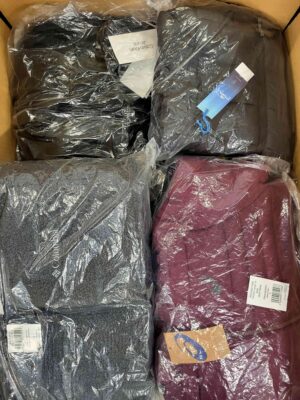 The photo shows a package with clothing in the category AJW.