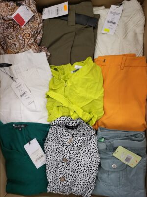 The photo shows a package with clothing in the category TSC.