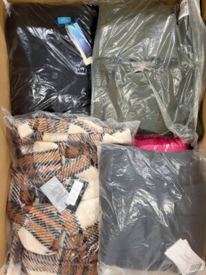 The photo shows a package with clothing in the category AJW.