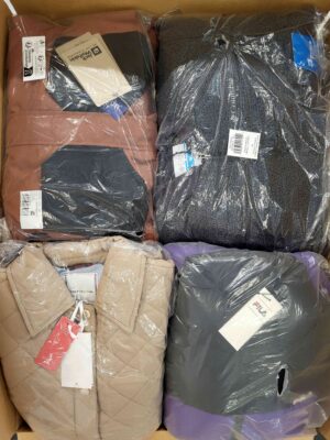 The photo shows a package with clothing in the category AJW.