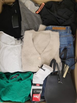 The photo shows a package with clothing in the category TSC.