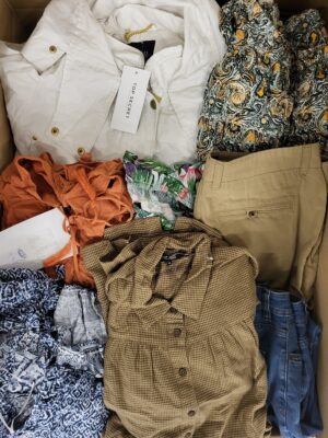 The photo shows a package with clothing in the category TSC.